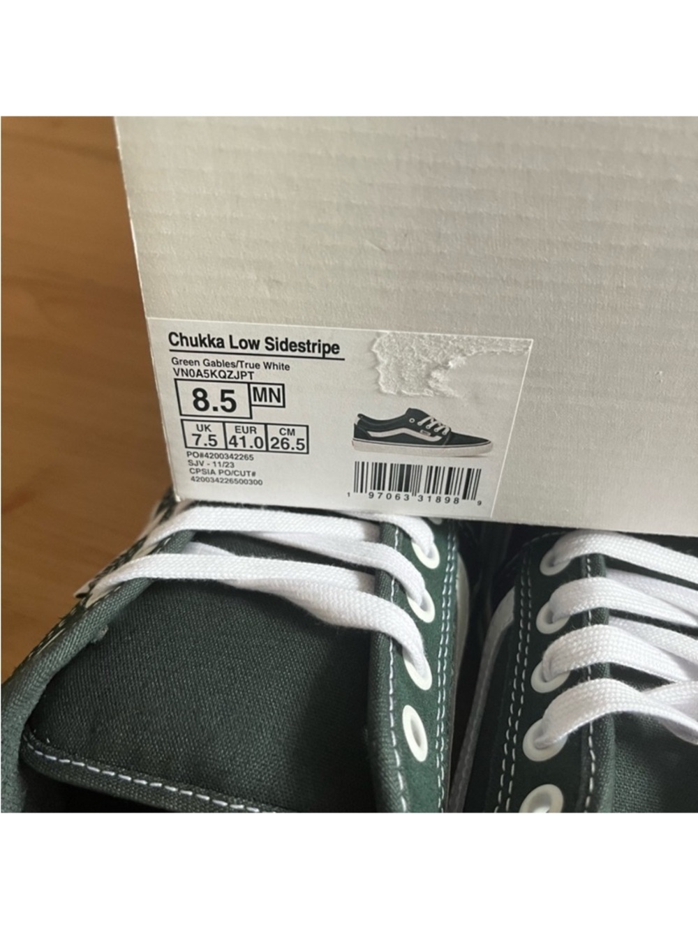 Vans Chukka Low Sidestripe Shoes Green Gables Women 10.0 US Mens 8.5 US - Picture 13 of 13